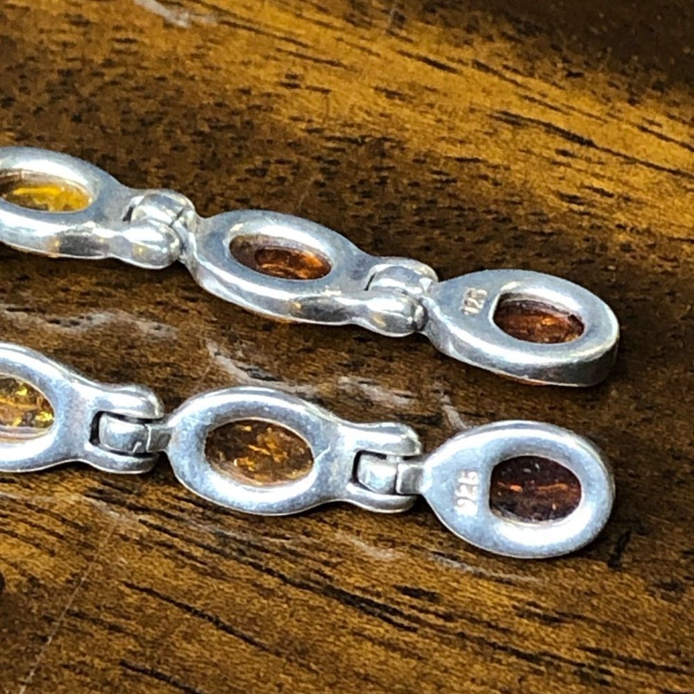 Artisan Multi-Color Amber Drop Dangle Sterling Si… - image 3